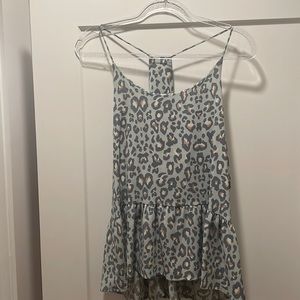 Blue and gray cheetah top
